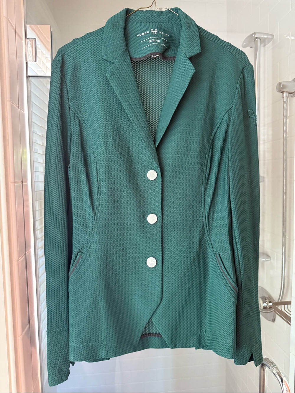 Pre Worn Women’s Horse Pilot Aeromesh Show Jacket. Size 40 US 8 Moroccan Green.